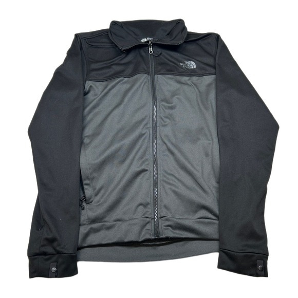 The North Face Full Zip Jacket Mens Small Black Gray Soft Shell Lightweight - Picture 1 of 9